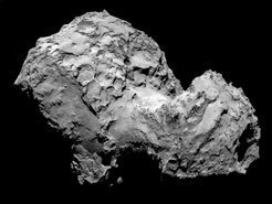 <p>This image of comet 67P/Churyumov-Gerasimenko was taken on August 3 2014 with the camera system OSIRIS on board the ESA Rosetta mission.</p>