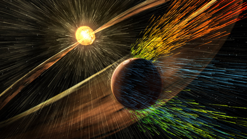 Electric fields extract ions from the Martian atmosphere. (Image @NASA/GSFC).