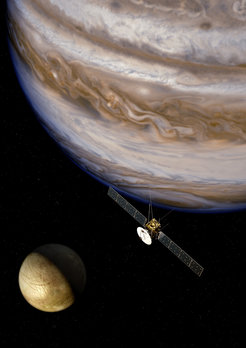 Neben dem Gasriesen Jupiter soll die ESA-Raumsonde JUICE ab 2030 vor allem die Jupitermonde Ganymed, Kallisto und Europa untersuchen.