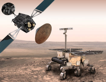 The ExoMars 2020 spacecraft and the Mars Rover on the surface of Mars (artist conception)