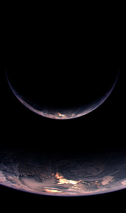 Abb. 1 zeigt den Südpazifik im Anflug aus einer Entfernung von 350.000 km am 12. November 2009, 21:28 UTC. Die Auflösung war 6.5 km pro Bildpunkt.