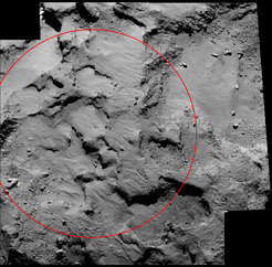 Ein Blick auf die designierte Landestelle von Philae.