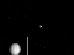 A look at the dwarf planet Ceres. This image was taken on December 1st, 2014 from a distance of 1.2 million kilometers. Ceres is the bright spot in the middle of the image. Since Ceres is much brighter than the stars in the background, the camera team has selected a long exposure time to make these stars visible. The resulting exaggerated size of Ceres was corrected by superimposing a brief snapshot of the asteroid.Bottom left: In these images Ceres has a diameter of just nine pixels.