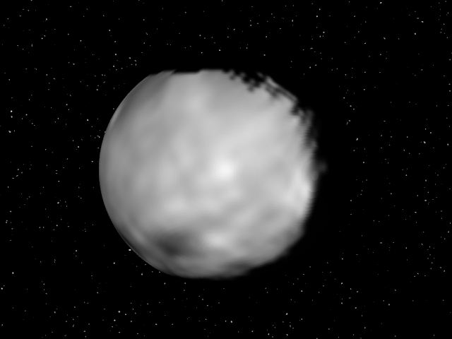 Für diese Animation wurden aus den 20 Bildern, die am 13. Januar 2015 zu Navigationszwecken aufgenommen wurden, Karten erzeugt und diese auf einen Ellipsoid mit den Abmessungen von Ceres projiziert.