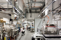 A view of several of the thermal-vacuum-chambers for long-term tests.