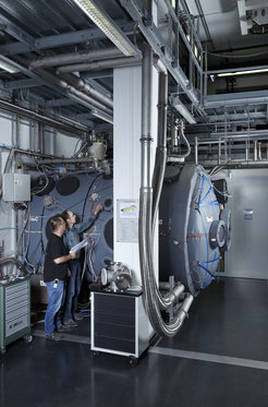 The largest thermal-vacuum-chamber has an inner diameter of 2 meters and measures 5 meters in length.