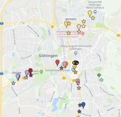 Location of MPS, hotels and bus stops in Google Maps