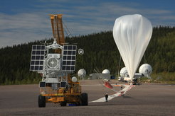 The balloon-borne solar observatory Sunrise minutes before its first launch in the summer of 2009.