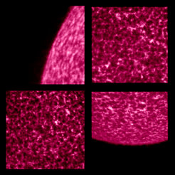 Diese Aufnahmen der Sonne wurden mit dem HRILYA-Teleskop von EUI erzeugt. Sie zeigen die Sonnenatmosphäre unterhalb der heißen Korona in einer Wellenlänge von 121,6 Nanometern. Dieser Abschnitt der unteren Sonnenatmosphäre hat eine Temperatur von etwa zehntausend bis hunderttausend Grad Kelvin. Das Muster entsteht durch konvektive Bewegungen in tieferen Schichten, aber einzelne helle Merkmale innerhalb dieses Musters können den Spuren von magnetischen Strukturen weiter oben in der Korona entsprechen.