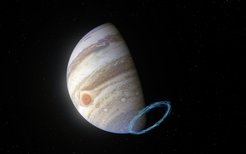 Artist's rendering of winds in Jupiter's stratosphere near the planet's south pole.