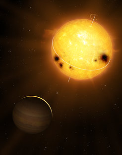 Star-planet system HD52265 observed by the COROT satellite. (Image: Mark A. Garlick / markgarlick.com)