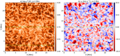 The magneto-hydrodynamic code MURaM was extended to include the physical process required for an accurate simulation of the solar chromosphere. Radiation magnetohydrodynamic simulations of the solar atmosphere with the extended code lead to significant differences in chromospheric structure and dynamics. A slice through the lower chromosphere (horizontal plane) shows temperature in the left column and vertical velocity in the right column.