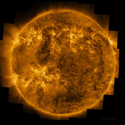 Figure 4: The EUI image shows the processes and structures in the solar corona. It is based on observational data from March 22, 2023. A version of the image for zooming in can be found under the link in the left-hand column.