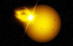 Artist’s impression of a superflaring sun-like star as seen in visible light.