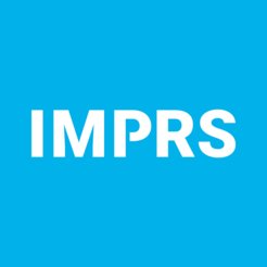 The letters IMPRS in a white font on a square light blue background of the shade #00b1ea
